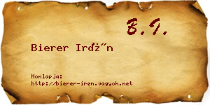Bierer Irén névjegykártya
